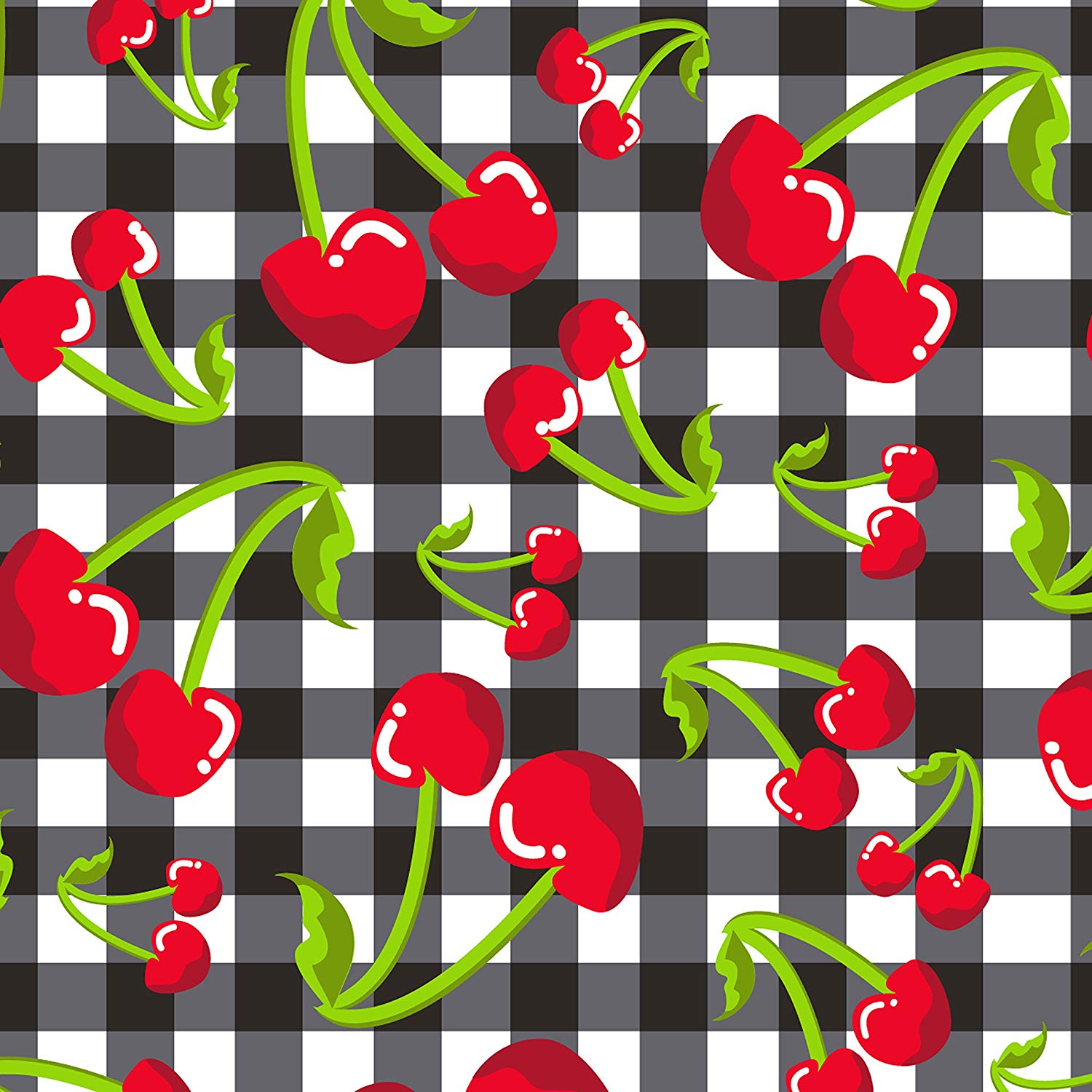 Cherries on a Checkerboard Background