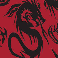 Dragons on a Red Background