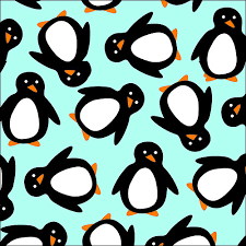 Penguins on a Blue Background