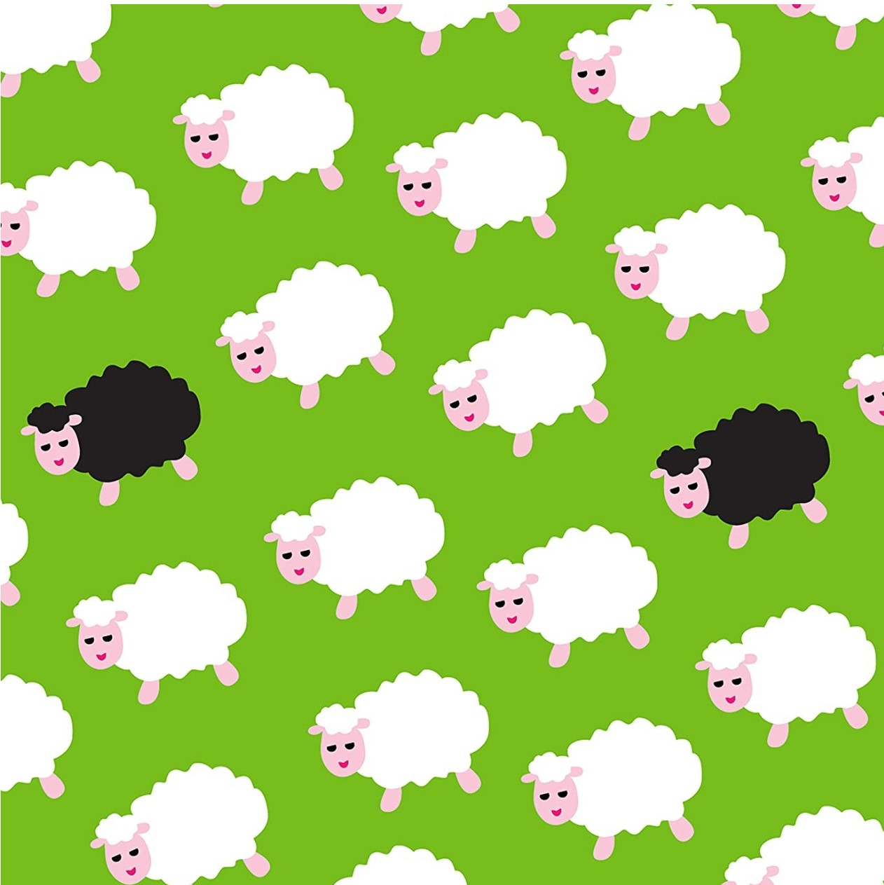 Black and White Sheep on a Green Background